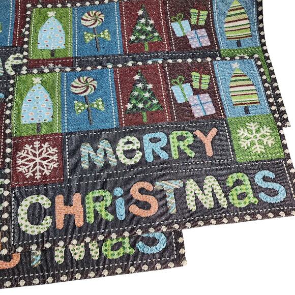 Merry Christmas Set Of 4 Tapestry Kitchen Dining Table Placemats 18x12 Sparkles - Picture 6 of 8